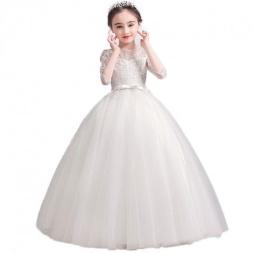 Girls dress 2021 new spring white princess performance birthday singing performance costume stage costume chorus costume