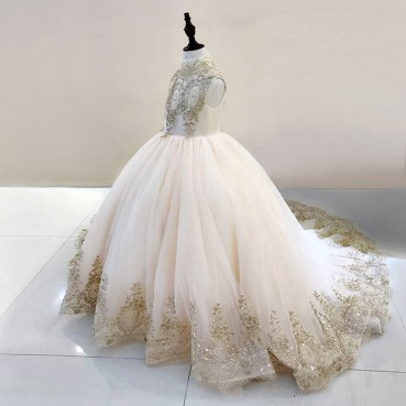 Girls' dresses, princess dresses, pettiskirt, wedding dresses, new catwalks, little host, costumes, tailing, children's evening dresses