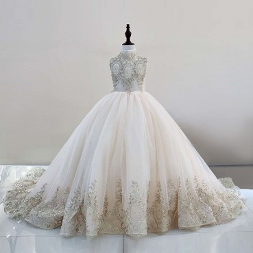 Girls' dresses, princess dresses, pettiskirt, wedding dresses, new catwalks, little host, costumes, tailing, children's evening dresses