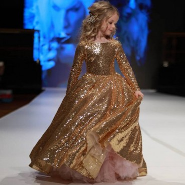 Gold sequins children's dress skirt new princess skirt tutu skirt girl stage catwalk costume performance costume dance