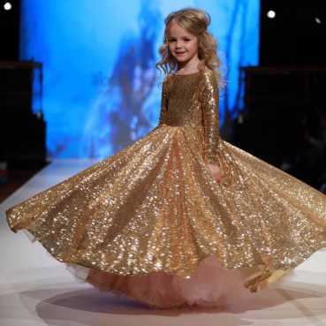 Gold sequins children's dress skirt new princess skirt tutu skirt girl stage catwalk costume performance costume dance