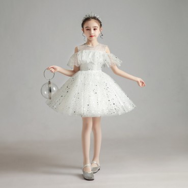 Children's dresses, girls, princess dresses, fluffy gauze, atmospheric piano costumes, little girls, host flower girls, wedding dresses