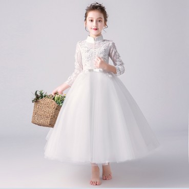 Girls dress 2021 new spring white princess performance birthday singing performance costume stage costume chorus costume