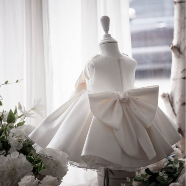 2021 new children's dress princess dress white girl wedding dress one year old birthday evening dress skirt baby pettiskirt