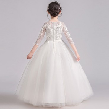 Girls dress 2021 new spring white princess performance birthday singing performance costume stage costume chorus costume