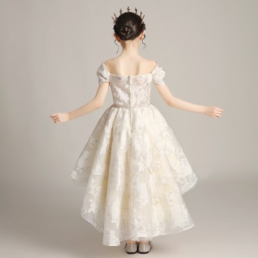 Girls birthday princess dress flower girl wedding dress dress fluffy yarn children's host catwalk Western style children's dress