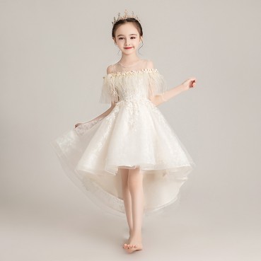 Girls dresses, princess dresses, new puffy yarn catwalk dresses, girls piano performance clothes, children's host dresses
