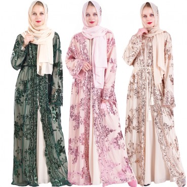 2021 new luxury 7-color positioning embroidery Muslim women's clothing in the Middle East hot style