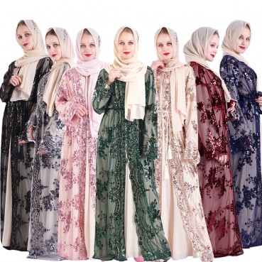 2021 new luxury 7-color positioning embroidery Muslim women's clothing in the Middle East hot style