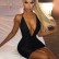 New women's fashion V collar back tie sexy dress