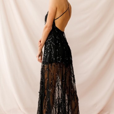 New European beauty women's sexy V collar slings with backflow Suqiao film nightclub women dress