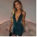 New women's fashion V collar back tie sexy dress