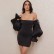 2021 word shoulder fluffy dress women's autumn new style photo leader wild lantern sleeve tube top dress autumn and winter