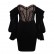 2021 spring and summer new European beauty women's sexy lace revealed double lantern sleeve short skirt one-word shoulder dress female