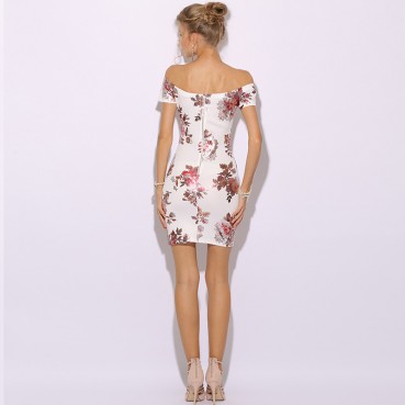 Women's one-shoulder dress 2021 Europe and America word collar shoulder iron elegant package hip sexy slim
