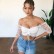 Summer new women's fashion sexy mesh wave point shoulder wrapped chest revealing umbilica short top