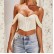 Women's hot-selling shoulder net yarn solid color sexy wrapped chest rifle short top female
