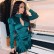 European and American women's autumn new long-sleeved irregular Water leaves sexy satin bubble sleeve dress