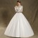 New long-sleeved lace mesh small trailing wedding decorative European and American round collar embroidery flower perspective white wedding dress