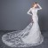 Wedding dress 2021 new long sleeve V-colored fish tail tail dress custom slim slim fashion large size lace wedding dress