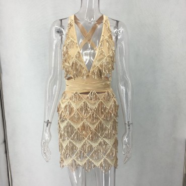 New spot European and American nightclub sexy ladies revealed sequins women's dresses six colors
