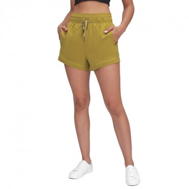 2021 spring and summer new lottron bundle waist yoga shorts female solid color pocket loose breathable sports three pants