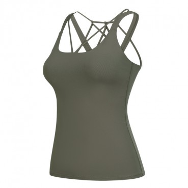 Autumn new long version of yoga vest female fast dry breathable fitness tops personalized multi-shoulder strap sports underwear