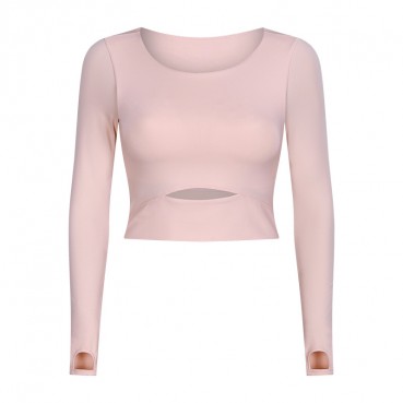 2021 Europe and the United States new with pleasure pad, long-sleeved T-shirt, half-cut short outdoor run, slim, yoga jacket