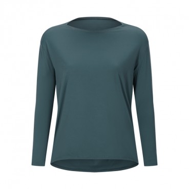 New double-sided naked bloating long sleeve female slim breathable simple European and American women training fitness yoga clothing