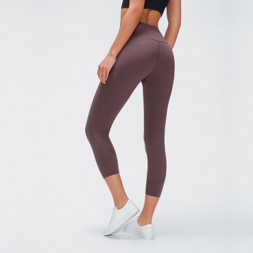 2021 spring and summer new sports tight seven pants women's high waist hip three-dimensional splicing line fitness yoga pants