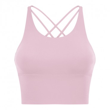 2021 solid color micro shoulder strap cross-like back sports underwear yoga clothing female new velive fitness bra small sling