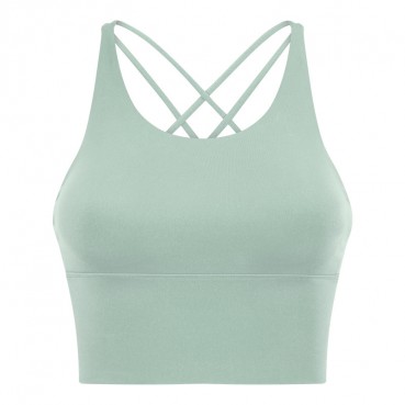 2021 solid color micro shoulder strap cross-like back sports underwear yoga clothing female new velive fitness bra small sling