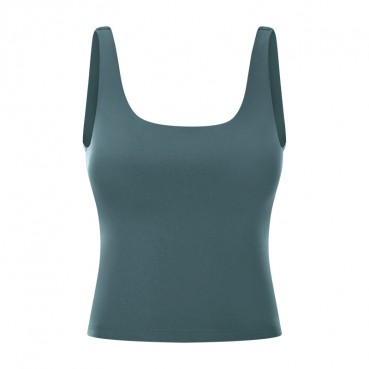 Europe and the United States new solid color simple belt chest mat yoga vest deep u beauty back run sports fitness jacket female spring and summer