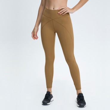 New front flight features XY stitching yoga pants elastic high waist hip fitness small feet nine pants spring and summer