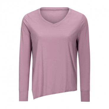 Autumn and winter new European and American women simple casual sports long-sleeved open waist spings dry breath naked yoga clothing