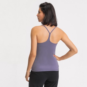 2021 spring and summer new with chest mat yoga vest female sexy y words beautiful back force sports long version yoga clothing