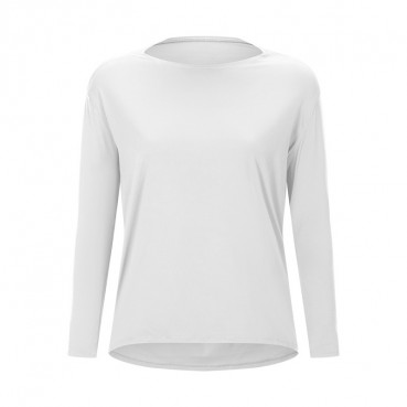 New double-sided naked bloating long sleeve female slim breathable simple European and American women training fitness yoga clothing