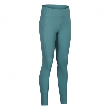 2021 Europe and the United States new yoga trousers female naked solid color stereo stitching hips sports fitness nine pants
