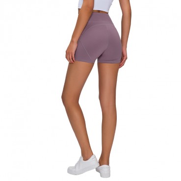 2021 spring and summer new stitching yoga shorts female peach hip training quick-drying force tight sports three pants