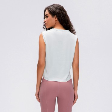 2021 spring and summer new cotton speed dry sports vest female moisture wicking loose breathable short fitness yoga clothing