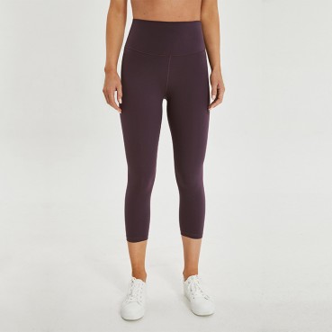 New double-sided grinding naked sports yoga seven pants women's hip running fitness trousers quick-dry elastic yoga pants