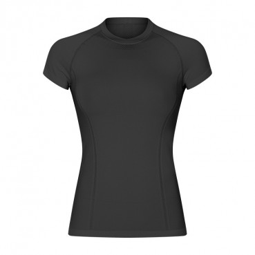 2021 spring and summer new round collar Slim solid color yoga short-sleeved female elastic quick dry fashion sports casual yoga