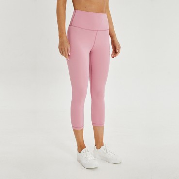 New double-sided grinding naked sports yoga seven pants women's hip running fitness trousers quick-dry elastic yoga pants