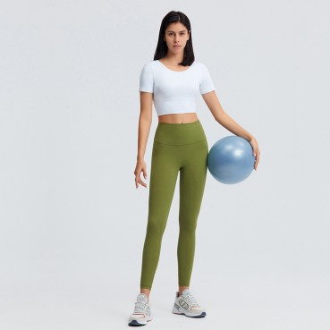 2021 Summer new bowl short paragraph chest mat yoga T-shirt female hollow beauty back outdoor casual sports short sleeves