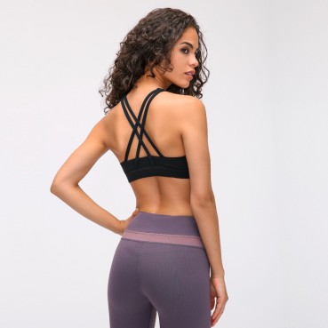 2021 spring new pull high round neck sports underwear female cross beauty back to jog's yoga fitness bra