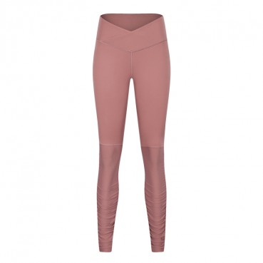 Autumn and winter new high waist yoga pants female personality cross waist slim fitness trousers foot thread pleated nine pants