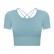 2021 Summer new bowl short paragraph chest mat yoga T-shirt female hollow beauty back outdoor casual sports short sleeves