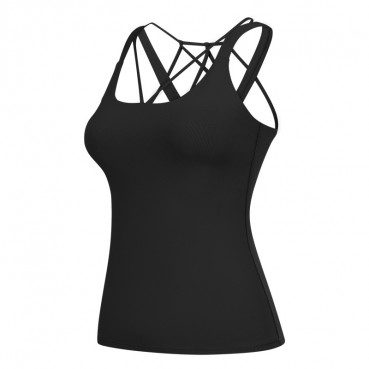 Autumn new long version of yoga vest female fast dry breathable fitness tops personalized multi-shoulder strap sports underwear