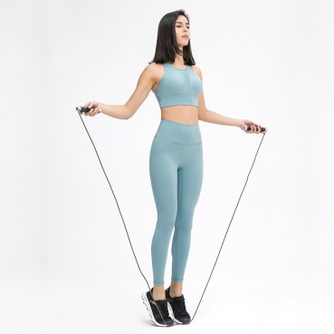 2021 European and American new products without T line invisible yoga pants double-sided grinding honey hips hip high waist nine pants women