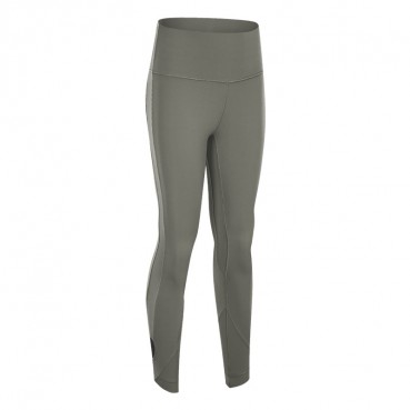 2021 Europe and the United States new solid color stitching high waist yoga pants female foot hollow cross small foot sports nine pants